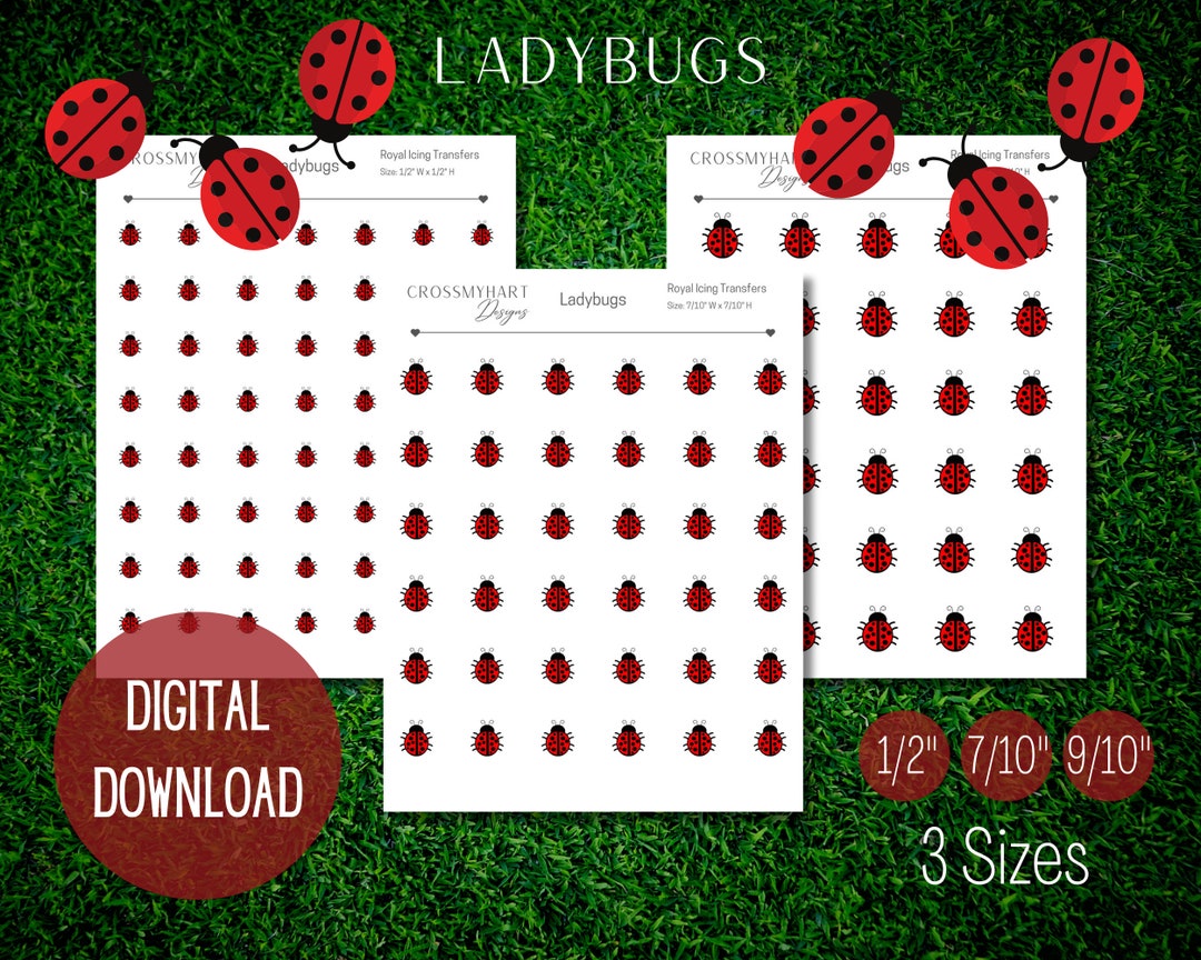 Ladybugs Royal Icing Transfer Sheet Lady Bug Royal Icing Etsy