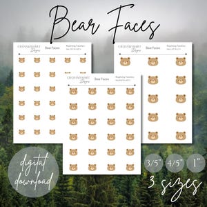 Bear Faces Royal Icing Transfers (Digital Download)