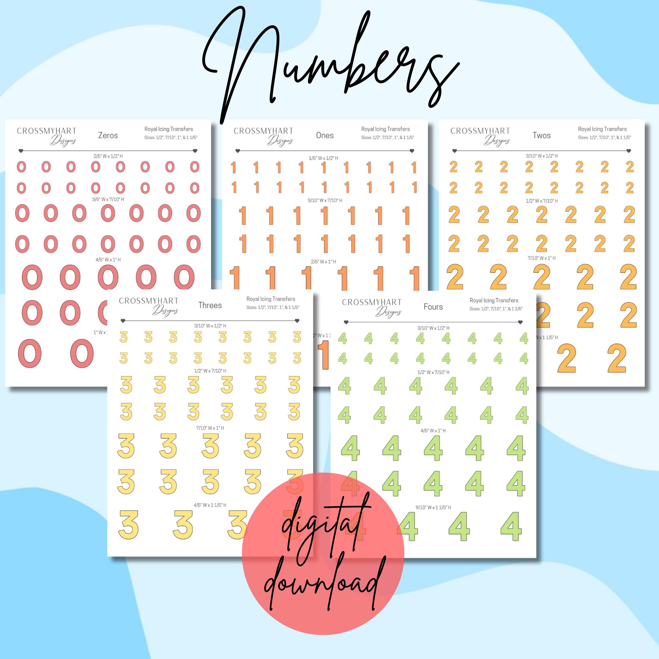 Icing Cut Numbers Numbers Royal Icing Transfers - 4 Sizes (digital Download) - Etsy