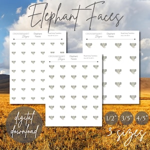Elephant Faces Royal Icing Transfers (Digital Download)