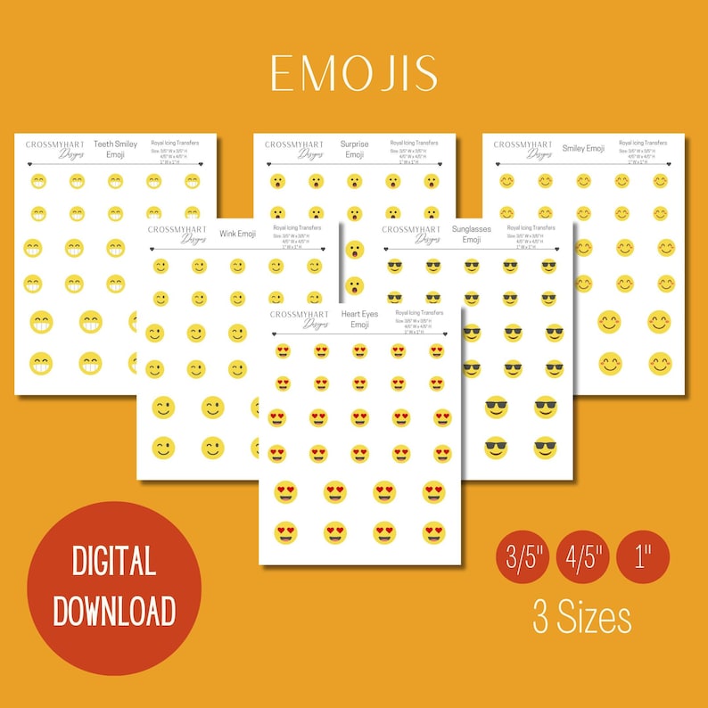 Emojis Royal Icing Transfer Sheet | Emoji Pack of Royal Icing Transfers ...