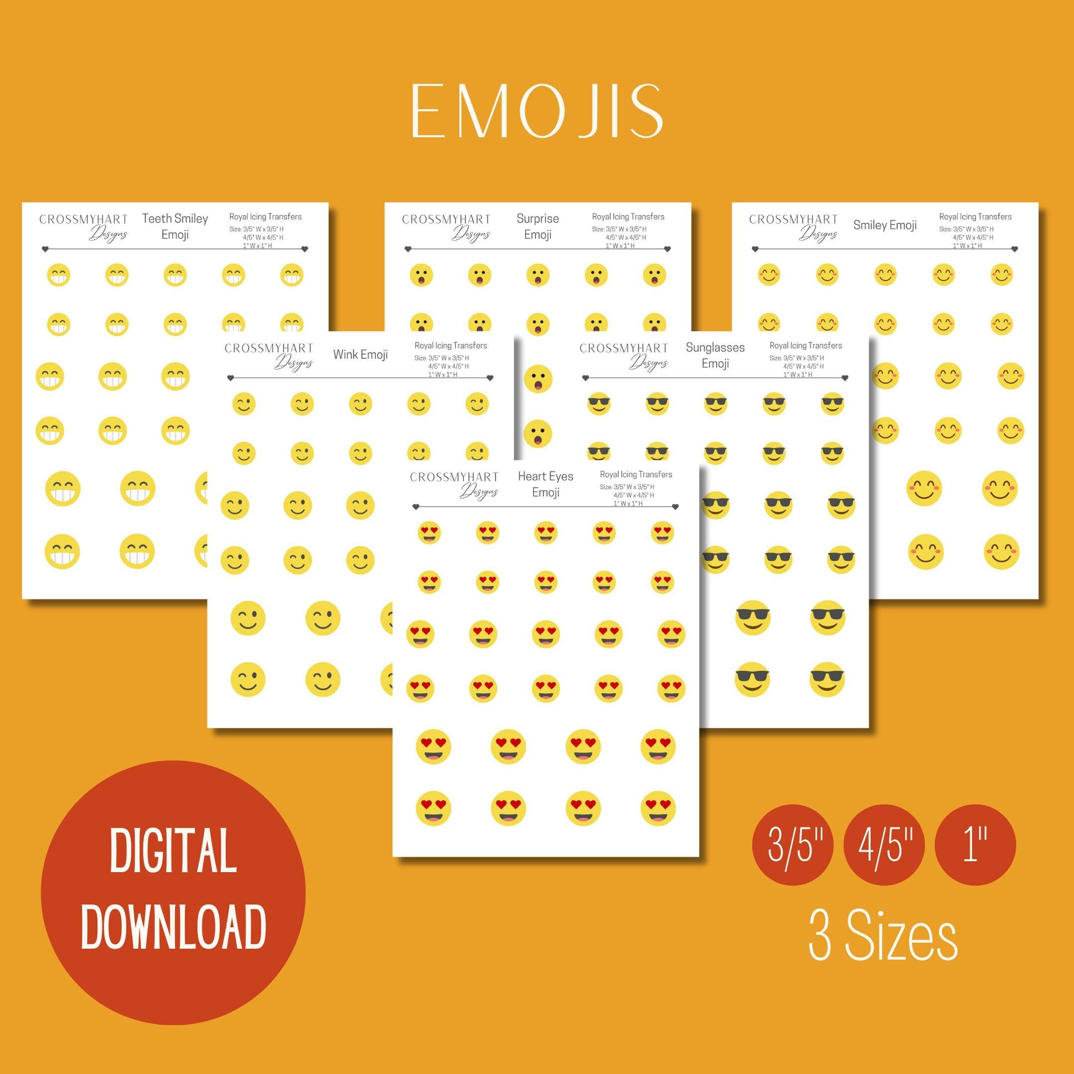 Emojis Royal Icing Transfer Sheet | Emoji Pack of Royal Icing Transfers ...