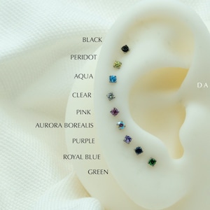 20G/18G/16G Tiny 1.5-2mm CZ Studs • Push Pin Labret • Threadless Flat Back Earring • Tragus • Flat Back Stud • Helix • Cartilage • Nose Stud