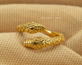 Double Headed Snake Ring • Serpent Ring • Gold Minimalist Ring • Wrap Around Snake Ring • Dainty Snake Ring • Mens Rings • Womens Rings