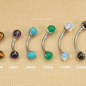 14G/16G Natural Stone Curved Barbells • Rook Earring • Curve Barbell • Eyebrow Piercing • Implant Grade Titanium • Lip Piercing • Turquoise