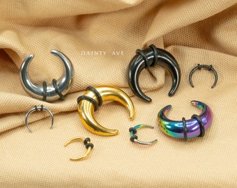 00G/0G/1G/2G/4G/6G/8G/10G/12G/14G Bull Tapers Cresent Horseshoe Pincher Septum Ring Ear Weights Plugs Stretchers Large Gauge Hoops Jewelry