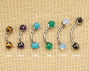 14G/16G Natural Stone Curved Barbells • Rook Earring • Curve Barbell • Eyebrow Piercing • Implant Grade Titanium • Lip Piercing • Turquoise