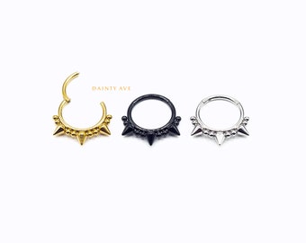 16G Spikes Hoop • Clicker Ring • Nose Ring • Septum Ring • Seamless Hoop • Hinged • Helix • Cartilage Piercing • Daith • Earring