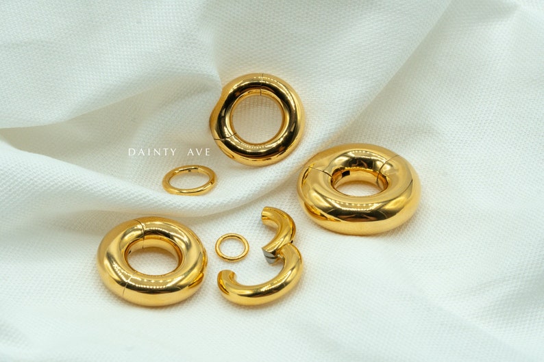 00G/0G/2G/4G/6G/8G/10G/12G/16G/18G/20G Gold Implant Grade Titanium Large Gauge Thick Septum Clicker Hoops Hinged Segment Seamless Rings image 1