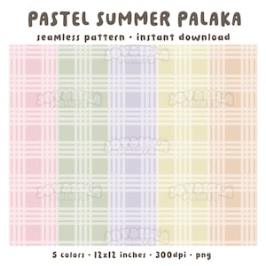 Pastel Summer Palaka Seamless Plaid Pattern • Instant Digital Download PNG • Aloha Wear • Hawaiian Plaid Palaka Fabric Print • Sublimation