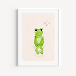 Downloadable Knock Knock Frog Potty Bathroom Wall Art, Cute Kids Froggy Bathroom Wall Art Digital Print, Printable Toad Restroom Wall Decor