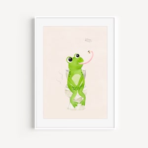 Downloadable BZZZZ~ Frog Potty Bathroom Wall Art, Cute Kids Froggy Bathroom Wall Art Digital Print, Printable Toad Restroom Wall Decor