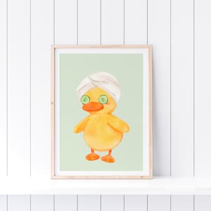 Downloadable Self Care Ducky Wall Art MINT, Cute Kids Bathroom Wall Art Digital Print, Printable Bathroom Wall Decor, Bathroom Art Printable