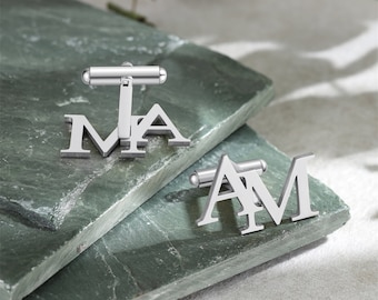 Personalisierte Manschettenknöpfe Silber,Personalisierte Name Manschettenknöpfe,Groomsman Manschettenknöpfe,Personalisierte Initialen Manschettenknöpfe für Ihn