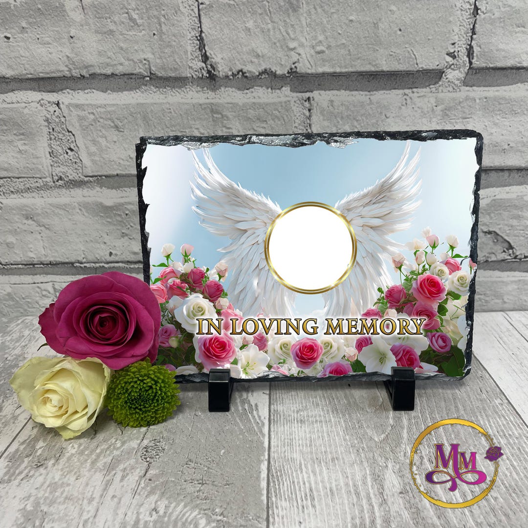 In Loving Memory Pink Roses Slate Bundle - Digital PNG File for ...