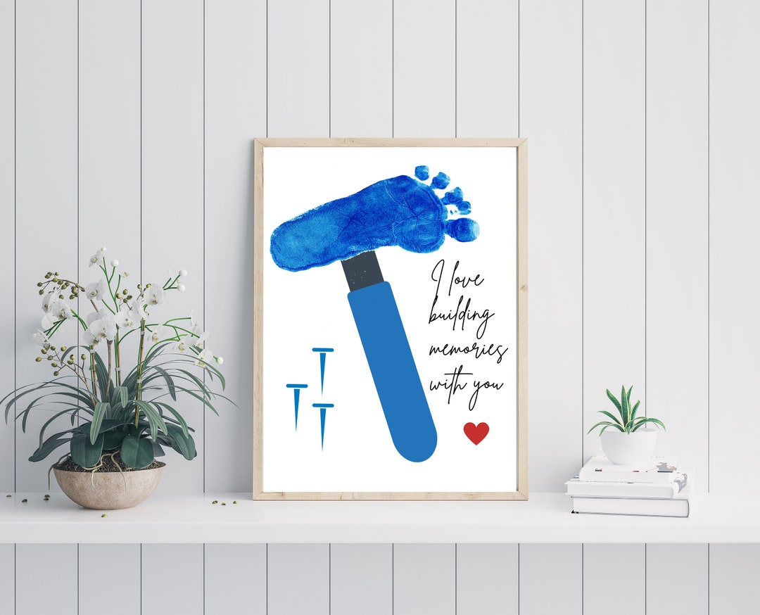 Fathers Day Craft Hammer Footprint Art Father's Day Gift Etsy