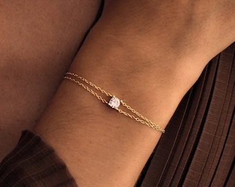 Bracelet diamant scintillant délicat, bracelet en argent sterling CZ, bracelet minimaliste moderne, bracelet diamant unique, cadeau pour elle