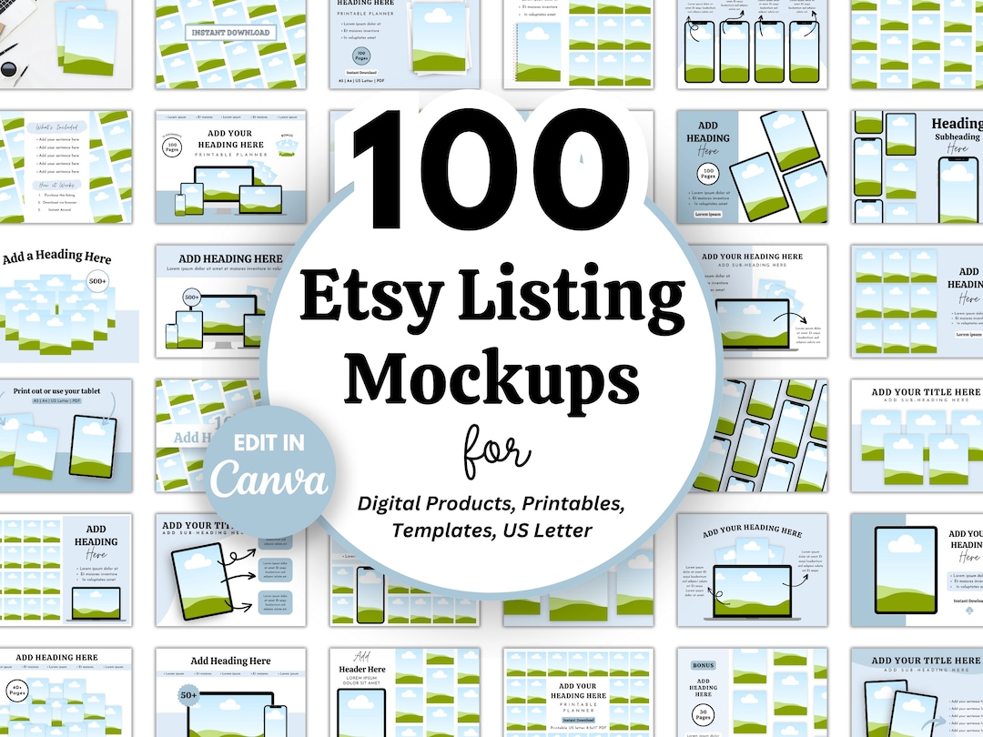 Printables Mockup Bundle, Etsy Listing Mock up Template, Digital ...