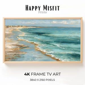 Digital Art for Frame Tv, Coastal Artwork, Ocean Waves, Samsung Frame TV Art Download, Beach Painting, Seascape Print, Modern Home Decor