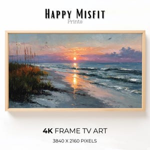 Sunset Beach-schilderij: kustlandschap digitale kunst voor Samsung Frame TV (digitale download 3840 x 2160 px)