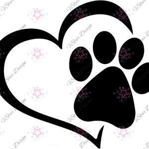 Puppy Love, Heart and Paw, SVG File, Cut File, PNG File, Digital Download, Paw print, Dog, Puppy, Man&#39;s Best Friend