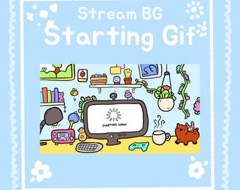 Kawaii Stream Waiting Screen Overlay, Pastel Gamer Desk, Twitch YouTube (Digital Download)
