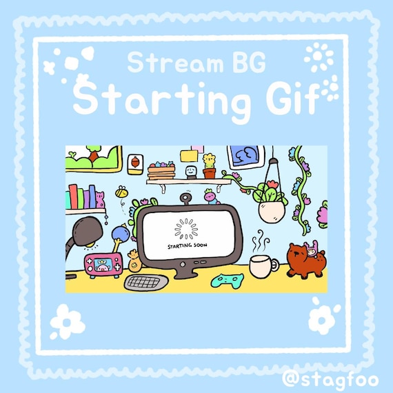 Kawaii Stream Waiting Screen Overlay, Pastel Gamer Desk, Twitch YouTube (Digital Download)