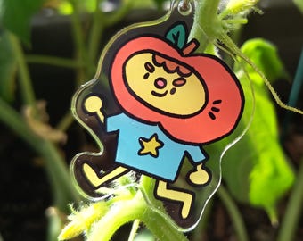 Apple Jack Keychain | Pastel Apple Monster Charm, Whimsical Accessory