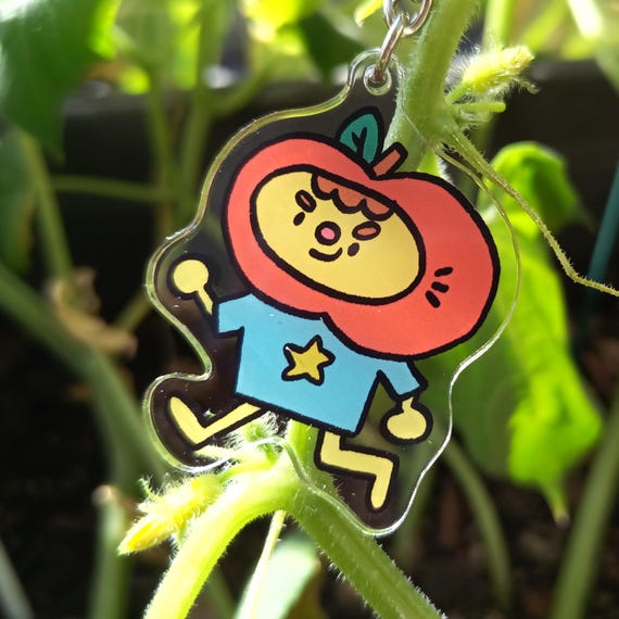 Apple Jack Keychain | Pastel Apple Monster Charm, Whimsical Accessory