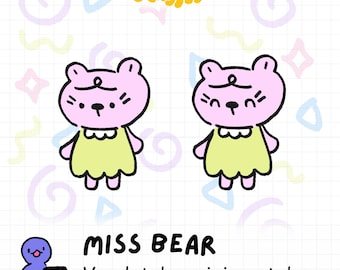 Miss Bear PNG Tuber Avatar, Kawaii Bear Character, Twitch VTuber Asset (Digital Download)