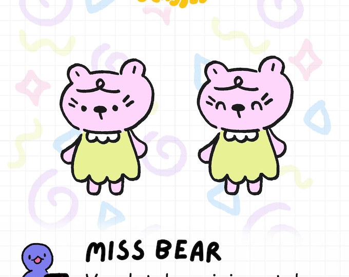 Miss Bear PNG Tuber Avatar, Kawaii Bear Character, Twitch VTuber Asset (Digital Download)