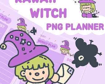 Kawaii Witchy Digital Notebook | PNG Planner for Goodnotes, Penly (Digital Download)