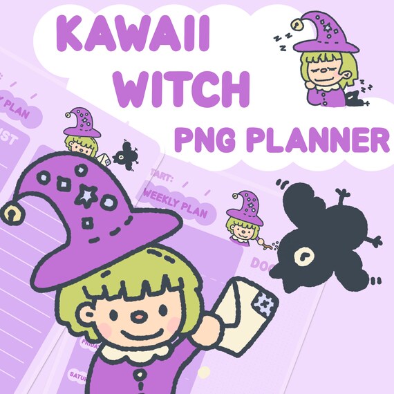 Kawaii Witchy Digital Notebook | PNG Planner for Goodnotes, Penly & PDF Journaling | Digital Planner, Witch + Magic Theme For Penly