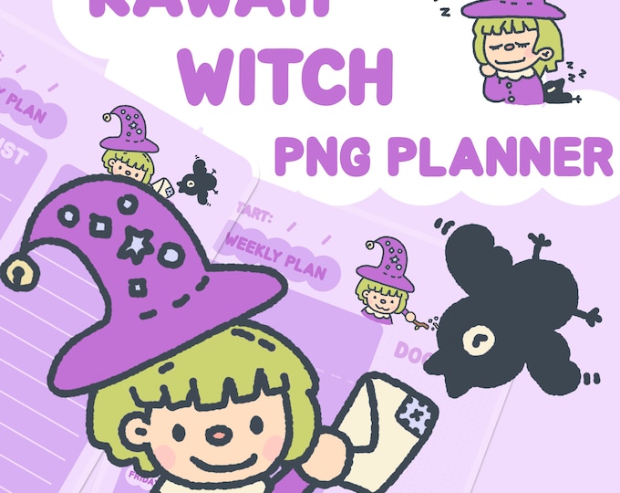 Kawaii Witchy Digital Notebook | PNG Planner for Goodnotes, Penly (Digital Download)