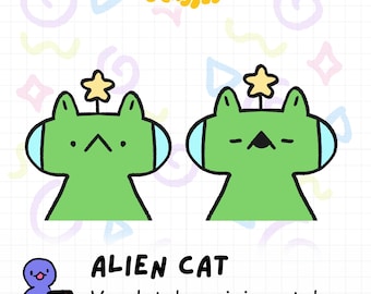 Cat Alien PNG Tuber, Alien Cat Illustration, PngTuber Avatar for Livestream, Digital Download