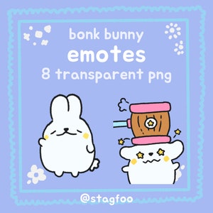 Adorable Bonk Bunny Emotes - 8 Cute Rabbit Twitch Emotes in 1 Size | emote pack | kawaii emotes | streamer emotes | rabbit emotes