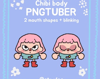 Chibi Girl PNGtuber Model , Mund + Blinzeln , Streamer Vtuber , Discord & Twitch