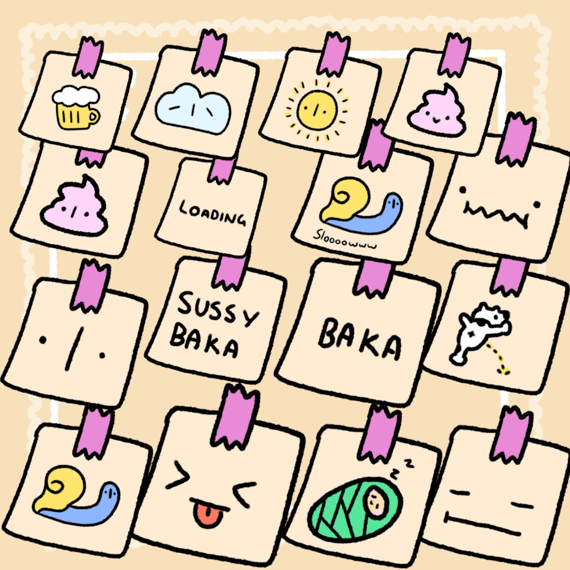 Sticky Note Overlay Pngtuber Asset for Streams, 16 Transparent PNG ...