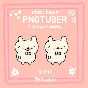 Cute Bear PNGtuber Model , 3 Expressions + Blinking , Streamer Vtuber , Discord & Twitch