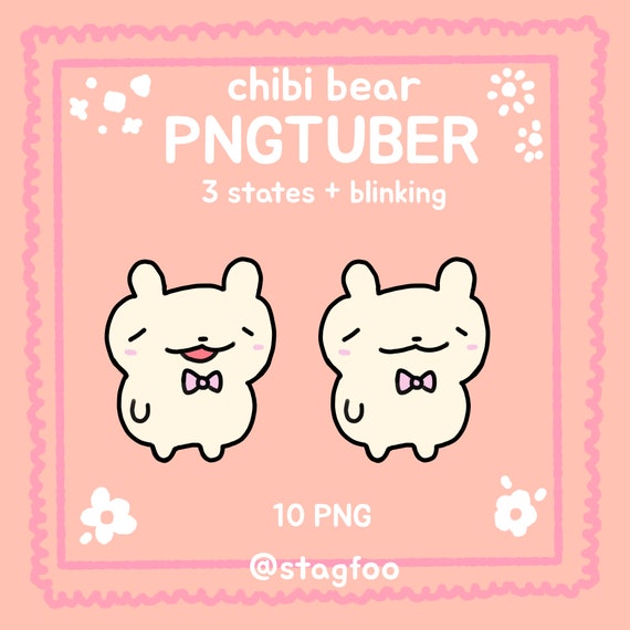 Cute Bear PNGtuber Model, 3 Expressions, Blinking, Twitch & Discord
