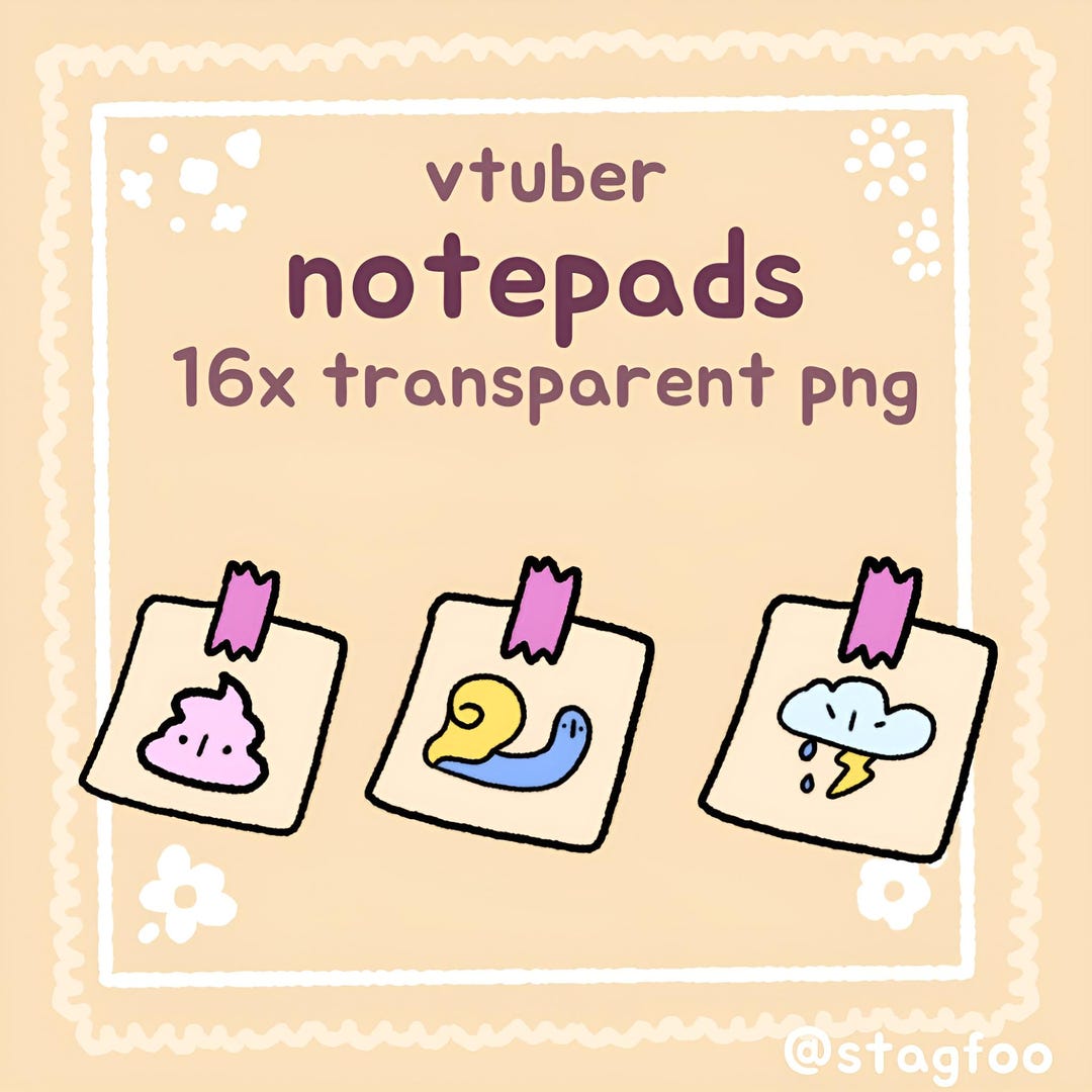 Sticky Note Overlay Pngtuber Asset for Streams, 16 Transparent PNG ...