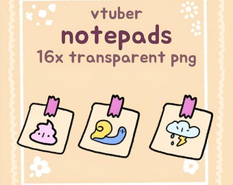 Sticky Note Overlay pngtuber asset for Streams, 16 transparent PNG files, Discord and Twitch