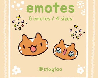 Getigerte Katze Orange Katze Emotes - 6 süße Katzen Twitch Emotes in 4 Größen! | Emote Paket | Kawaii Emotes | Emotes Sticker | Katzen Emotes