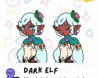 Dark Elf PNGtuber Model, 4 Expressions (Digital Download)