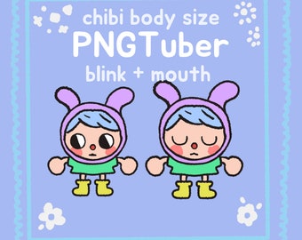 Chibi Bunny Girl PNGtuber Model , Mund + Blinzeln , Streamer Vtuber , Discord & Twitch