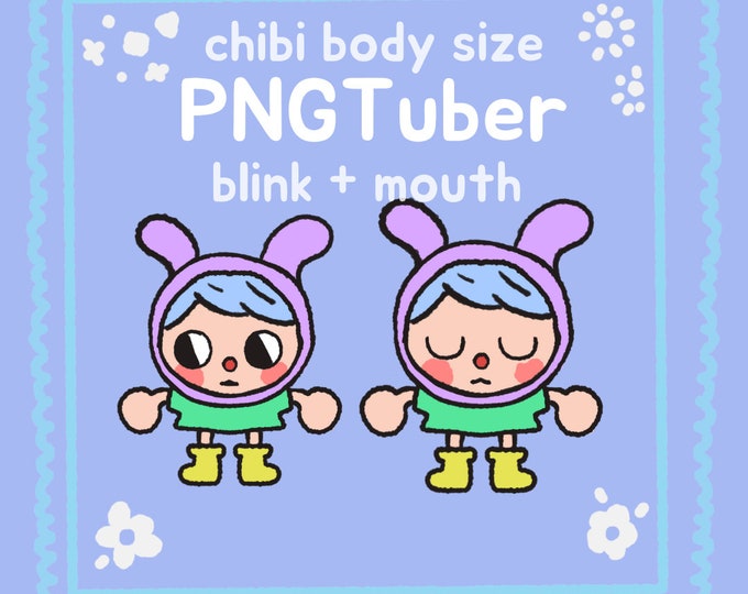 Chibi Bunny PNGTuber Art Pack, Pastel Avatar, Reactive Sprites (VeaDOTube Mini)