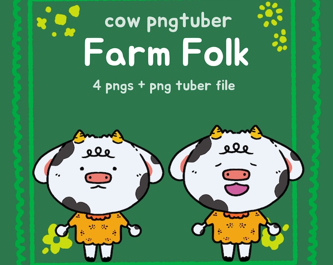 Farm Cow PNGtuber Model , Mouth + Blinking , Streamer Vtuber , Discord & Twitch