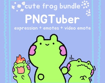 PNGTuber niedliche Frosch Emotes - 3 Ausdrücke, 8 süße Frosch Twitch Emotes! | Emote Paket | Kawaii Emotes | Emotes Sticker | Frosch Emotes