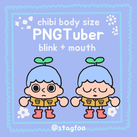 Chibi Animal Crossing Style PNGtuber Model , Mouth + Blinking , Streamer Vtuber , Discord & Twitch