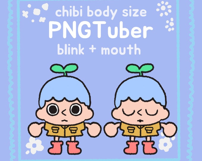 Chibi Animal Crossing Style PNGtuber Model , Mouth + Blinking , Streamer Vtuber , Discord & Twitch